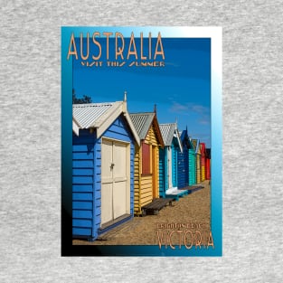 Melbourne Brighton Boxes Retro Poster_2351A T-Shirt